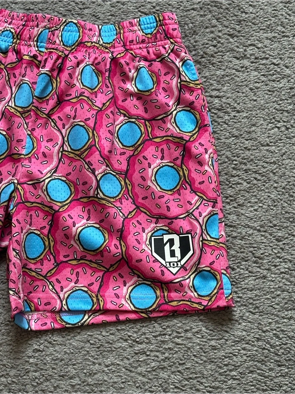 BL101 Baseball Lifestyle Donut Print Pink Shorts Youth XL